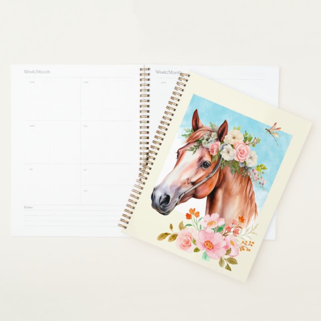 Aquarellhorn und Blume Spiralplaner Buch Planer (Anzeige)