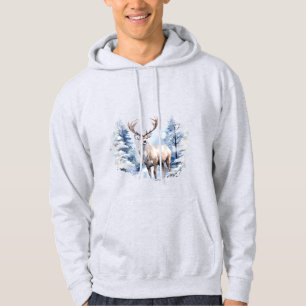 Aquarellhühner Hirsch Winterschneewald Tier Hoodie