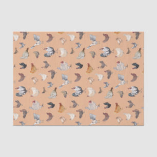 Aquarellhühner Print-Rose Gold Seidenpapier