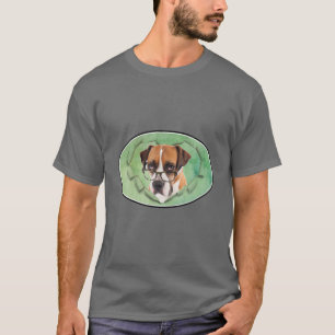 Aquarellhund Boxer W Brille T-Shirt