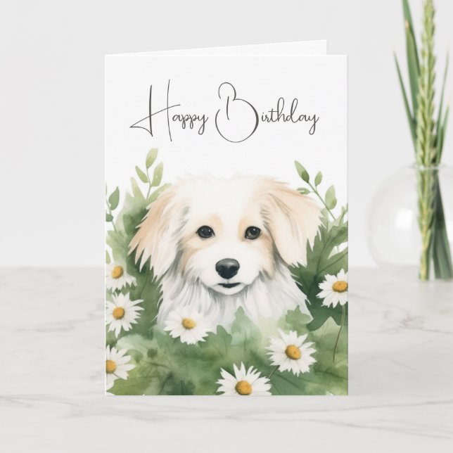 Aquarellhund in der Tageszeit Karte (Vorderseite)