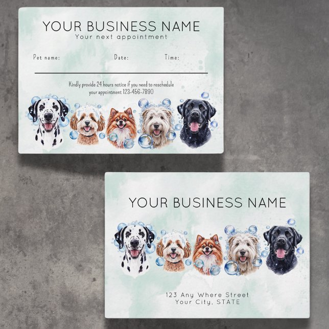 Aquarellhunde-Blasen mit Visitenkarte Terminkarte (Von Creator hochgeladen)