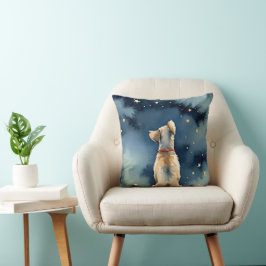 Aquarellhunde stempeln an Sternen Kissen