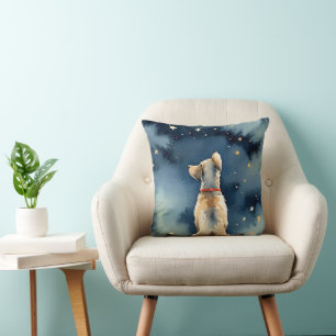 Aquarellhunde stempeln an Sternen Kissen