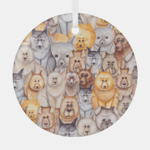 Aquarellhunde: Whimsikischer Nahkampf Ornament Aus Glas