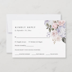 Aquarellhydrangea-Blumen  Wedding Mahlzeit-Wahl RSVP Karte