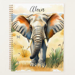 Aquarellillustration von Mama und Baby Elephant Planer