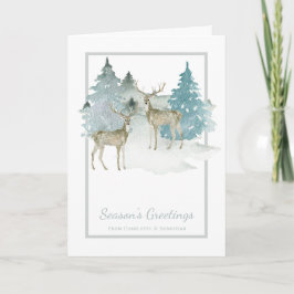 Aquarellirsche in Bäumen Weihnachtswinterlandschaf Karte