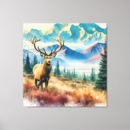 Aquarellirsche mit Antlern Leinwanddruck