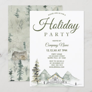 Aquarellkabine Firmenfeierliches Weihnachtsfest Pa Einladung