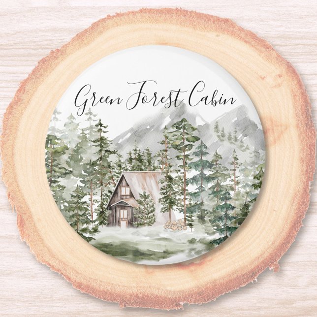 Aquarellkabine im grünen Pinienwald Magnet (Close up)