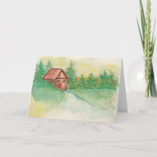 Aquarellkabine in der Waldnotizkarte Karte (Vorderseite)
