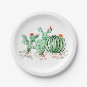 Aquarellkaktus Blume Pflanze Cartoon Pappteller