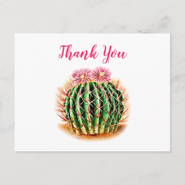 Aquarellkaktus Blumenkaktus Vielen Dank Postkarte (Vorderseite)