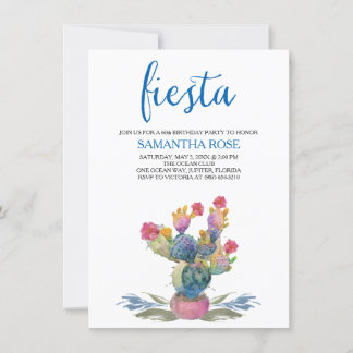 Aquarellkaktus Fiesta 60. Geburtstagsparty Einladung
