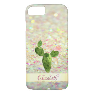 Aquarellkaktus Glittery Bokeh - Personalisiert Case-Mate iPhone Hülle