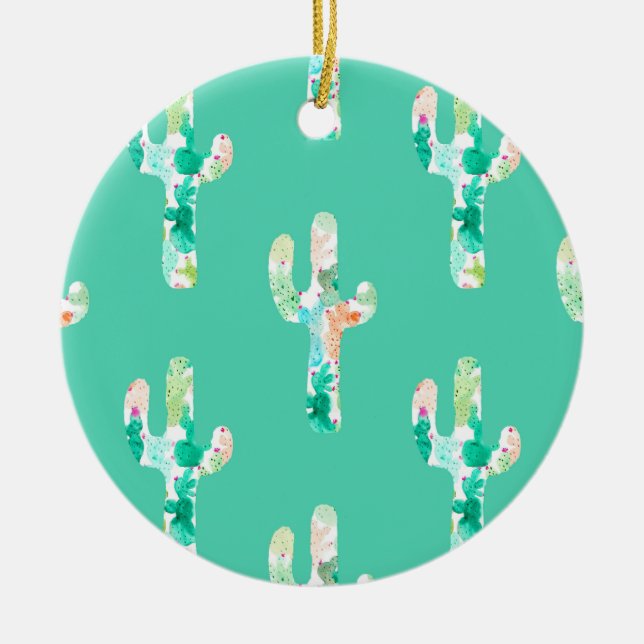 Aquarellkaktus Keramik Ornament (Vorne)