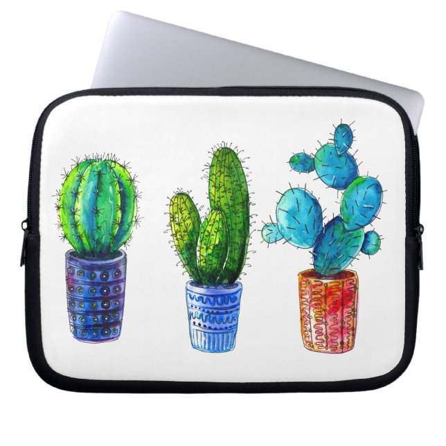 Aquarellkaktus Laptopschutzhülle (Vorderseite)