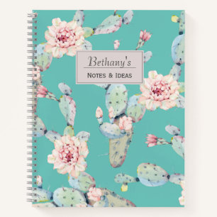 Aquarellkaktus mit Blume Moderne Personalisierte Notizbuch