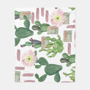 Aquarellkaktus Nahtloses Malmuster Fleecedecke