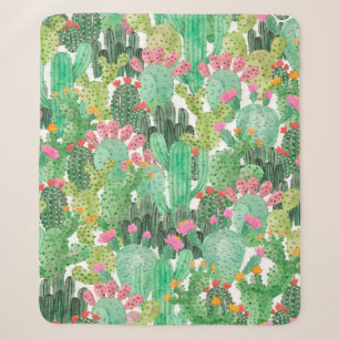 Aquarellkaktus nahtloses Muster Sherpadecke