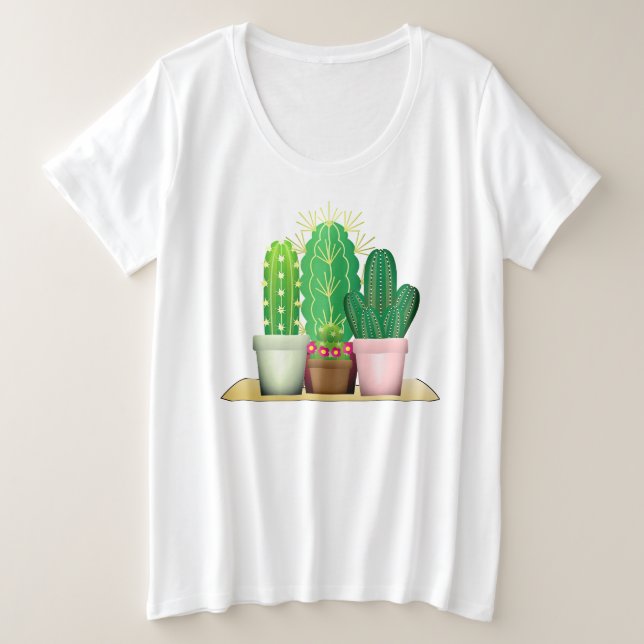 Aquarellkaktus Pflanze / Garten T - Shirt (Design vorne)