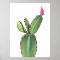 Aquarellkaktus Pink Blume Poster