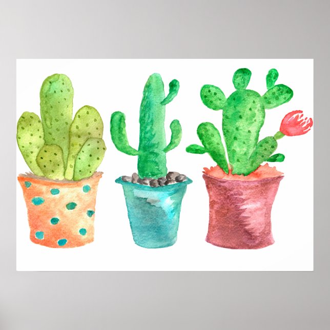 Aquarellkaktus Poster (Vorne)