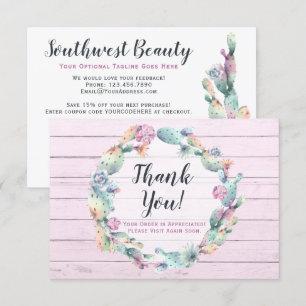 Aquarellkaktus Rustikale Dankeschön Karte