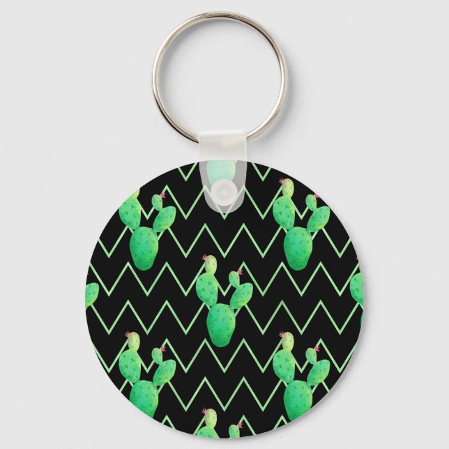 Aquarellkaktus Schlüsselanhänger (Vorderseite)