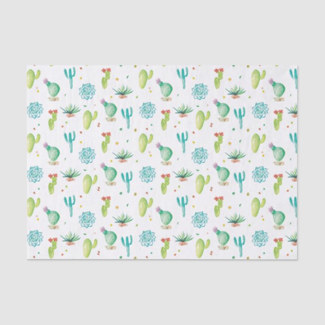 Aquarellkaktus-Seidenpapier Seidenpapier (Vorderseite)