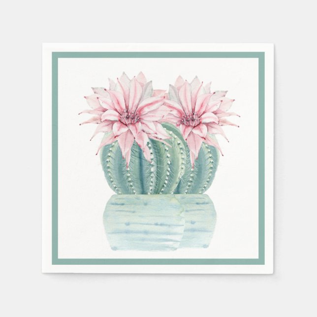 Aquarellkaktus Serviette (Vorderseite)