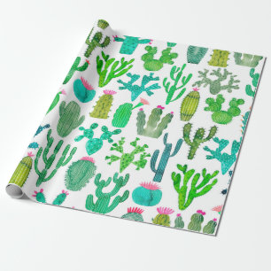 Aquarellkaktus sind nahtlose Muster. Cacti Backgro Geschenkpapier