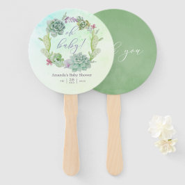 Aquarellkaktus Succulents Babydusche Fächer