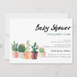 Aquarellkaktus & Sukkulentasche Kinderdusche Einladung