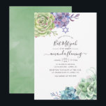 Aquarellkaktus Sukkulents Bat Mitzvah Einladung<br><div class="desc">Watercolor Wüstensukkulente Fledermaus mitzvah laden mit eleganter Handschrift Typografie,  die auf Ihre Event-Besonderheiten angepasst werden kann.</div>