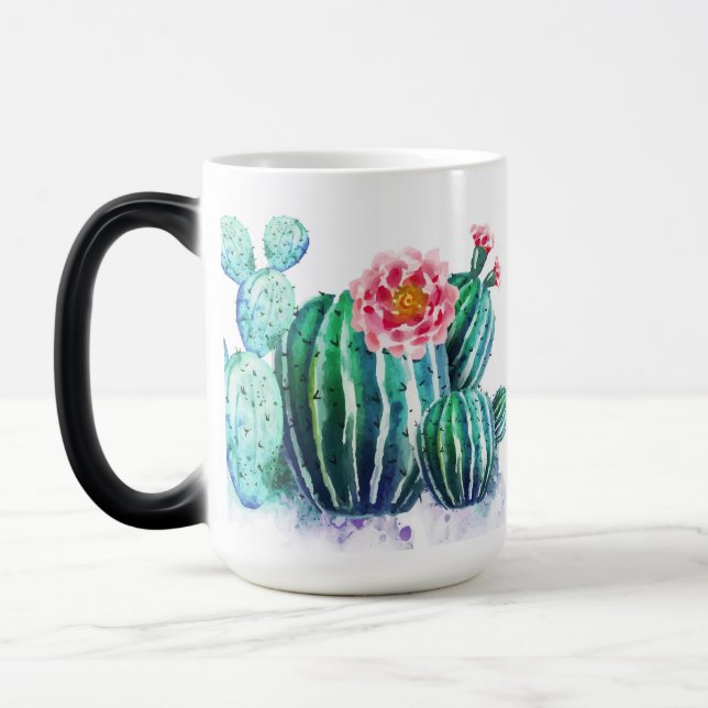 Aquarellkaktus Verwandlungstasse (Links)