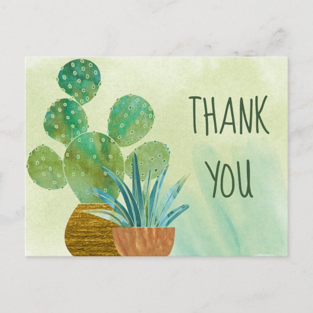Aquarellkaktus Vielen Dank Jeden Tag Postkarte (Vorderseite)