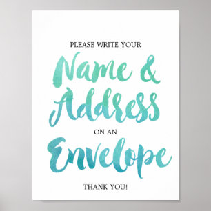 Aquarellkalligrafie-Adresse eines Umschlagzeichens Poster