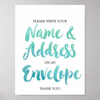 Aquarellkalligrafie-Adresse eines Umschlagzeichens Poster