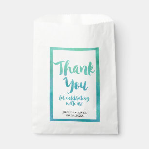 Aquarellkalligrafischer Strand Hochzeit Gefälligke Geschenktütchen