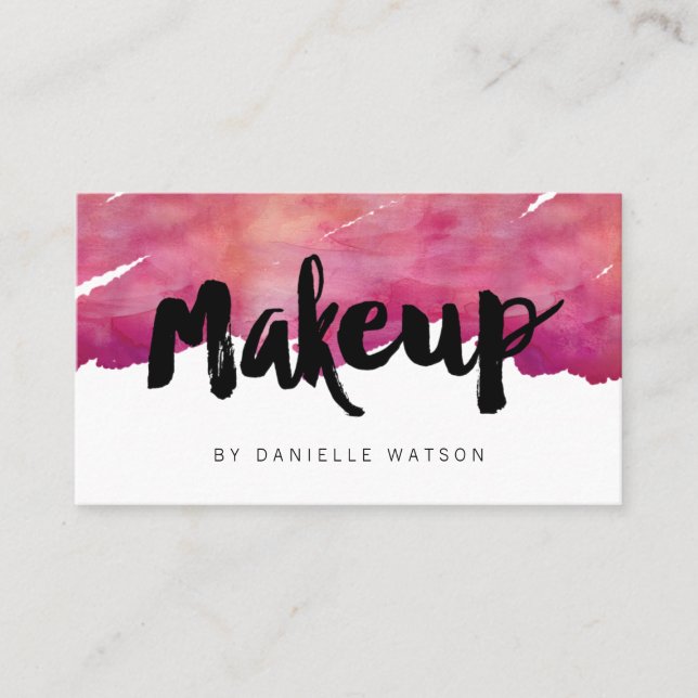 Aquarellkalligraphie Makeup Artist Visitenkarte (Vorderseite)