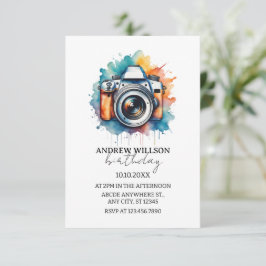 Aquarellkamera-Fotograf BIRTHDAY Einladung