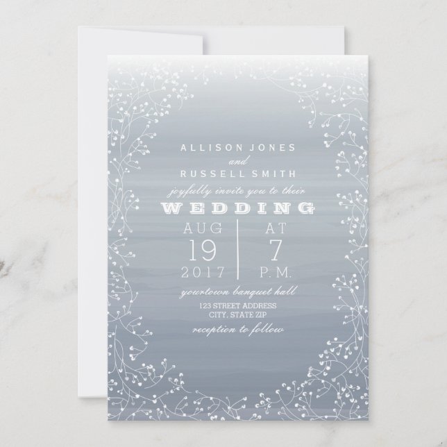 Aquarellkammern + Gipskraut Hochzeit Einladung (Vorderseite)
