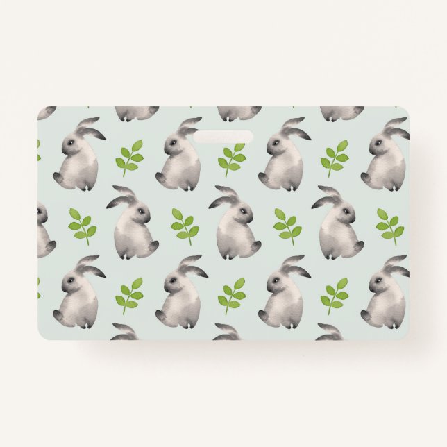 Aquarellkaninchen und Gras Ausweis (Vorderseite)