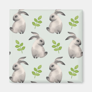 Aquarellkaninchen und Gras Magnet