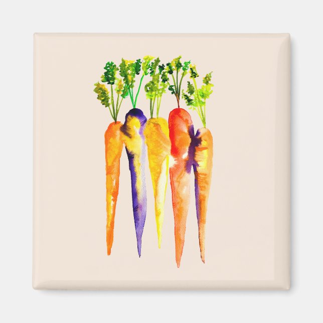 Aquarellkarotten, farbenfrohe Kunst des Essens Magnet (Vorne)