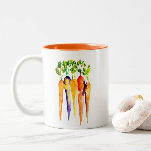 Aquarellkarotten niedliches Gemüse Zweifarbige Tasse (Mit Donut)