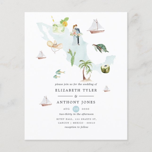 Aquarellkarte der mexikanischen Hochzeit in Urlaub Flyer (Vorne)