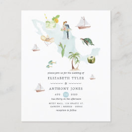 Aquarellkarte der mexikanischen Hochzeit in Urlaub Flyer